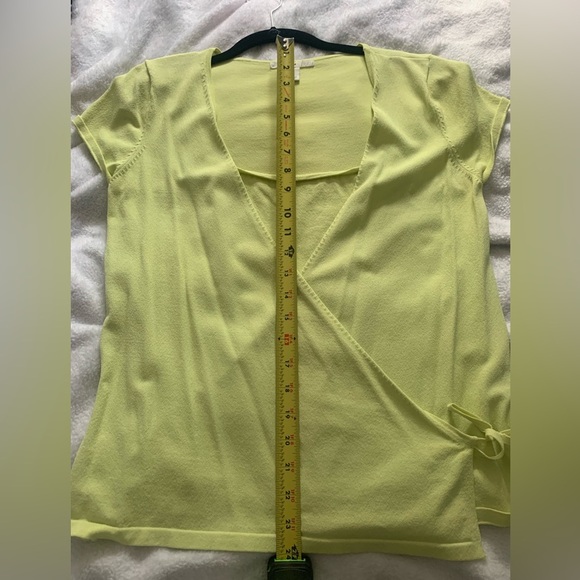 H&M Chartreuse Wrap Blouse L - Picture 5 of 10